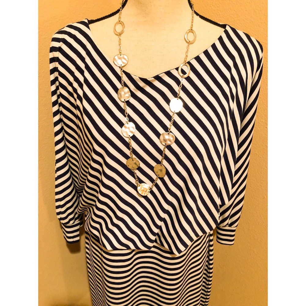 Navy Blue & White Stripe Dress
